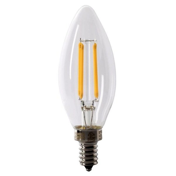 Feit Electric LED Bulb, Decorative, B10 Lamp, 40 W Equivalent, E12 Lamp Base, Dimmable BPCTC40/927CA/FIL